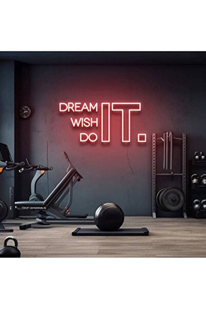 dekoraven Dream It Wish It Do It Neon Tabela | Motivasyon & Gym dekorasyon(70...