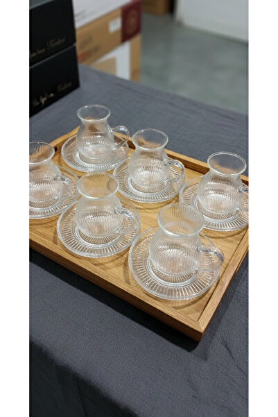 Eylül's Home 12 Parça Keyfi Ala Çay Seti, Borosilikat Çizgili Keyfi Ala Çay S...