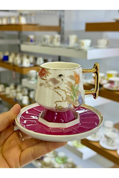 ROY KING FUŞYA AYAKLI TEK KİŞİLİK TÜRK KAHVESİ FİNCANI