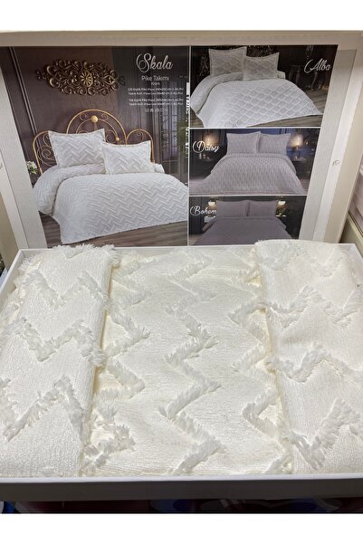 Seçkin dünyası Pike takımı çift kişilik krem