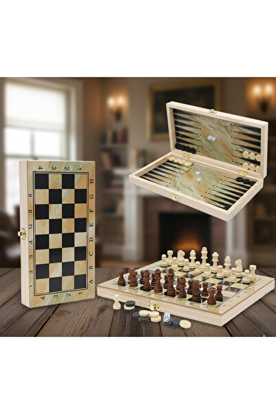Meya design Multi-Purpose Wooden Game Set (Chess – Backgammon)