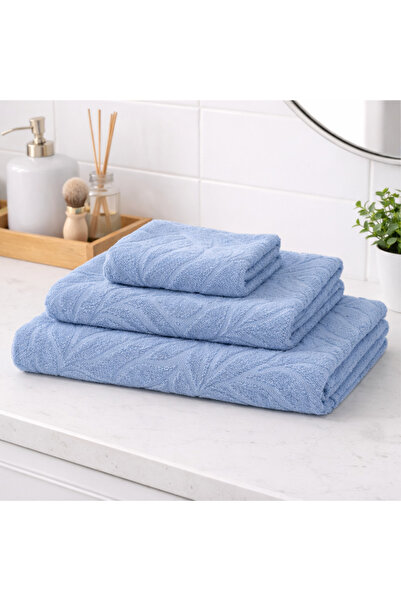 Karma Home طقم مناشف حمام من 3 قطع بنمط أوراق الشجر مصنوع من القطن بنسبة 100%