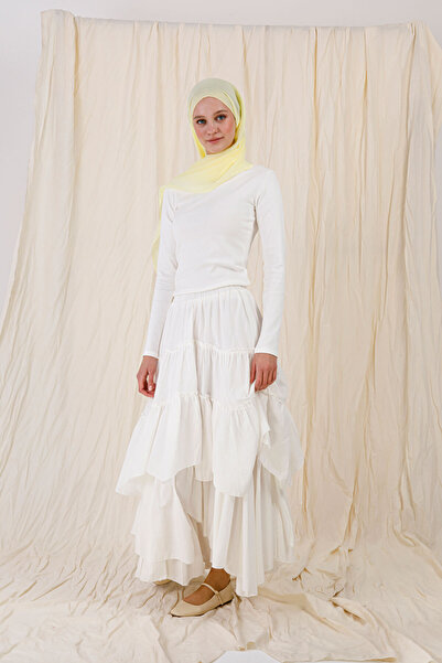 FENZA SCARF شال من الخيزران بلون الزبدة الأصفر