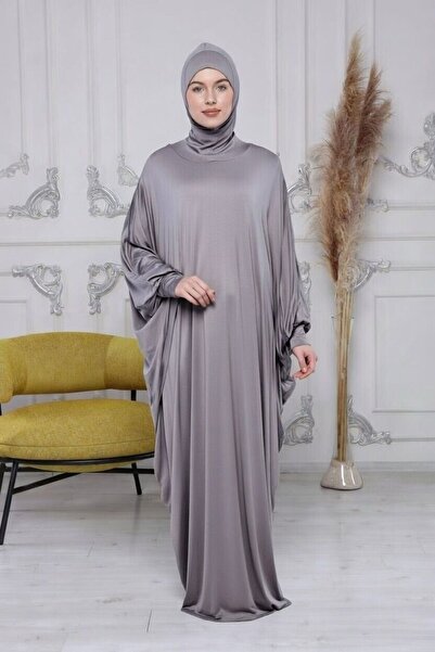 Mercan Hijab Yarasa Kollu Penye Namaz Elbisesi