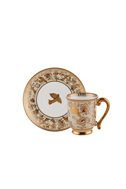 ROY KING KREM ALTIN TEK KİŞİLİK TÜRK KAHVESİ FİNCANI