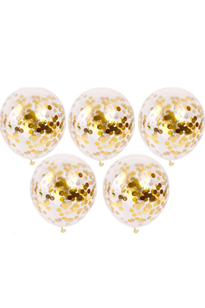 TodayShop Set of 5 Transparent Balloons with Golden Confetti - Premium Decora...