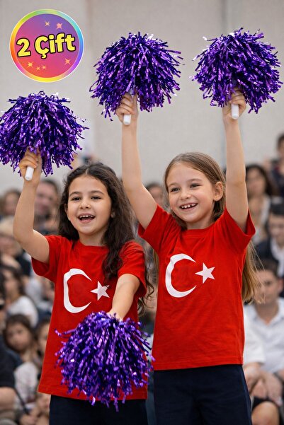 TOYFEST PonPon metalne sjajne tamnoljubičaste pompona za navijanje sa štapovi...