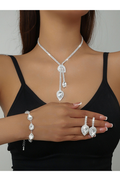 Take Two By Styli 3-Piece Embellished Necklace, Bracelet And Earrings Jewelry...