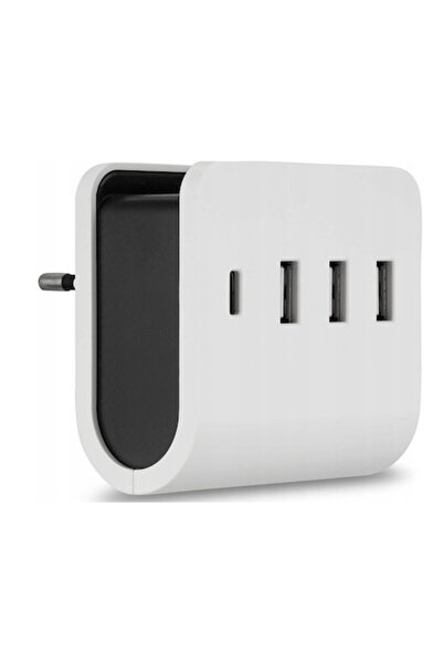 Rev Adaptor Schuko cu 1xUSB Tip C și 3xUSB Tip A