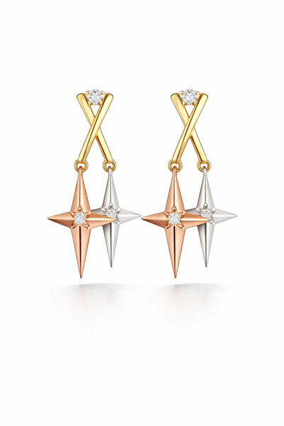 Leo'Stone أقراط Xuping المصنوعة من الفولاذ المقاوم للصدأ ذات اللونين مع تفاصي...