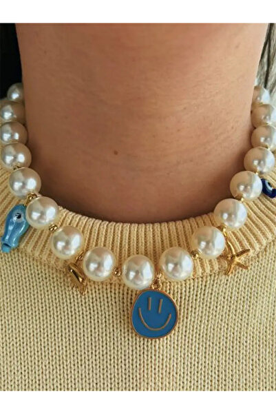 Take Two By Styli Pearl Necklace with Charm Pendants