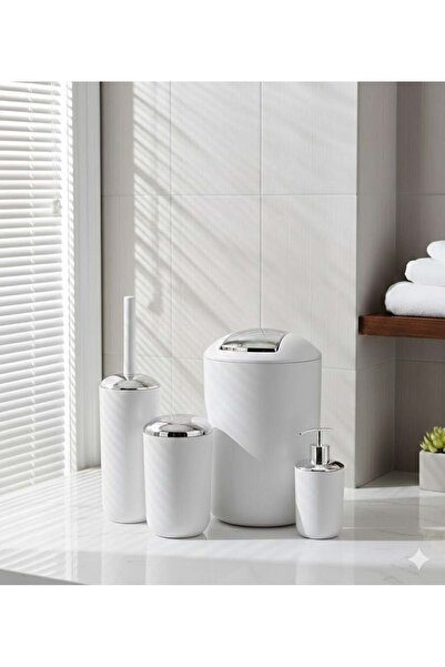 STANDART Beyaz Renk 4’lü Banyo Seti – Ferah, Şık ve Kullanışlı
