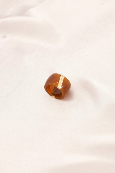 Calvin Klein Women Visio Modern Solid Ring, Brown