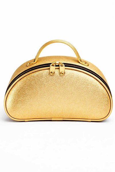 Maykis Glittery Fabric Gold Premium Makeup and Organization Bag
