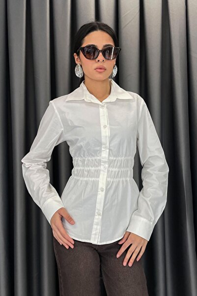 Noa&Noa قميص نوا نوا بيلبيلين بخصر مطاطي - أبيض