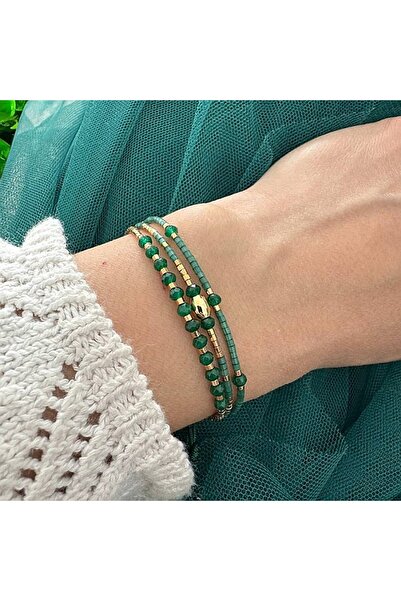 Ezera Handmade Bracelet Safiya with Miyuki and Green Jade