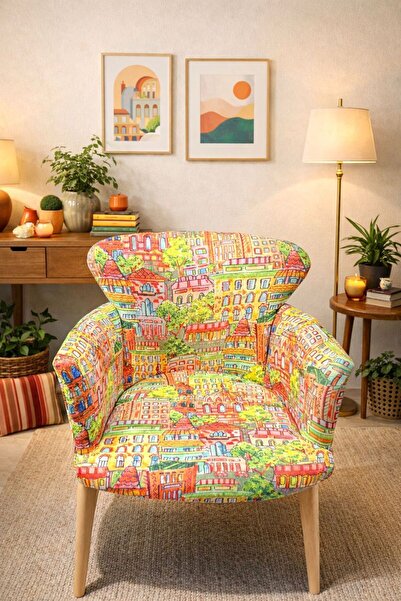 VENQM Figürlü Desenli Berjer