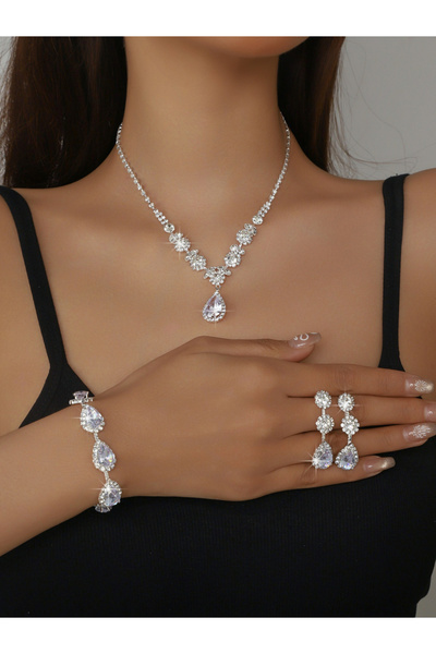 Take Two By Styli 3-Piece Embellished Necklace, Bracelet And Earrings Jewelry...