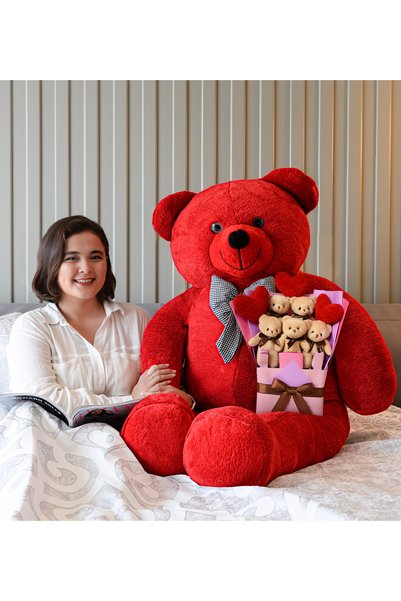 Pababo Special for Lovers: 160 Bow-Tie Big Teddy Bears and Heart-Shaped Brown Teddy Bear Bouquet