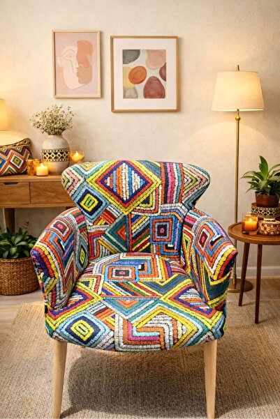 VENQM Figürlü Desenli Berjer