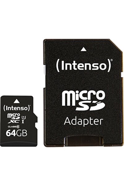 Intenso Set carduri MicroSD + adaptor, Intenso, clasa 10, 64 GB, negru