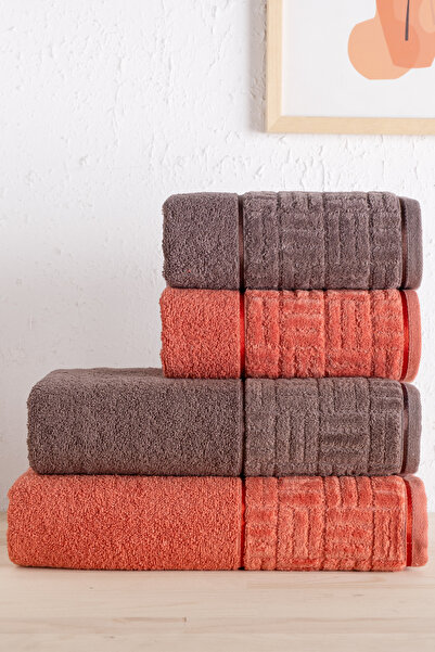 Minoset 4'lü Banyo Hamam Takımı 100% Pamuk (2 Adet 70x140 Havlu, 2 Adet 50x90...