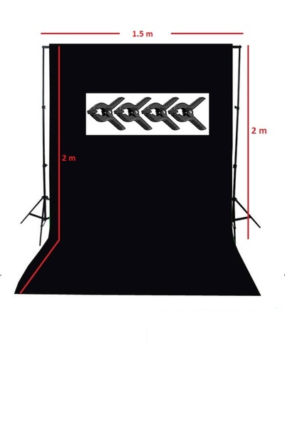 ADA GREENBOX 150x200 cm black screen siyah fon perde ve taşınabilir 2 ayaklı ...