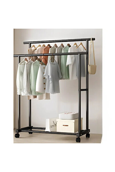 Herum Suport metalic pentru haine cu 2 bare, înălțimi diferite, spațiu pentru...