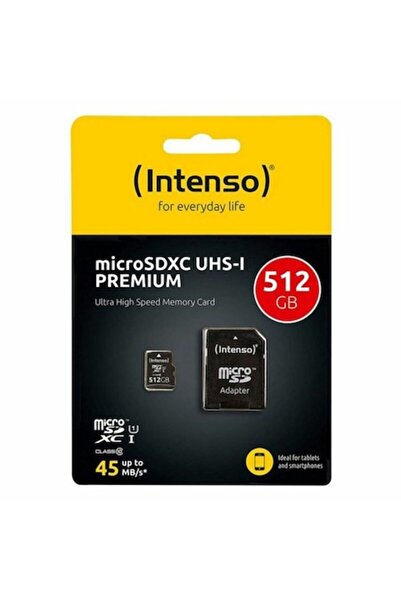 Intenso Card de memorie Micro SD cu adaptor, INTENSO, 512 GB, 45 MB/s, Negru