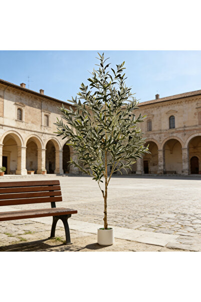 BESTONE شجرة زيتون صناعية فاخرة بطول 152 سم - مصنوعة من البولي إيثيلين، ديكور...