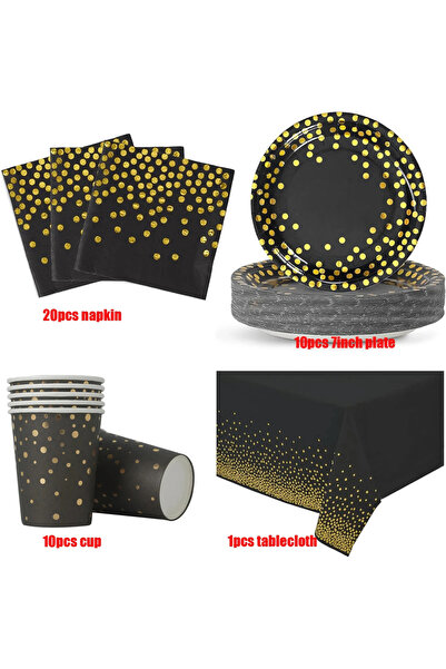 Choice 41pcs Black Gold Birthday party Decorations Tableware Set Paper Plates...