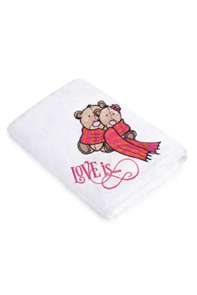 H Hotel Supplier Embroidered bath towel love bears, 100% cotton, white, 70x14...