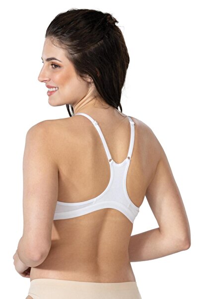Difolia White Mi Emay 1416 Modal Cotton Front Opening Sports Bra