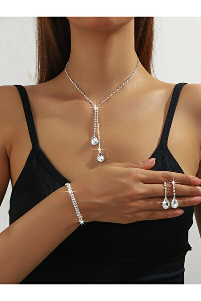 Take Two By Styli 3-Piece Embellished Necklace, Bracelet And Earrings Jewelry...