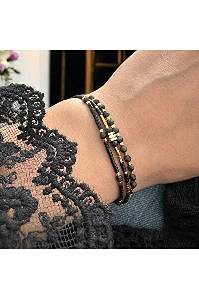 Ezera Brățară Malika lucrată manual cu Miyuki și Obsidian