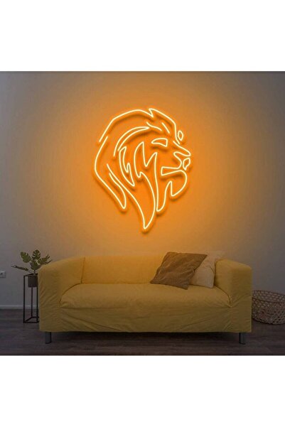 dekoraven Aslan Figürü Neon Tabela | LED Işıklı Duvar Dekoru | Kafe Bar Ofis ...