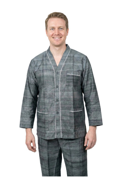 Oppland Men's Pajama Set 100% Cotton Fabric Star Model with Pockets Comfortab...