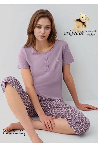Pierre Cardin Γυναικείο σετ πιτζάμες με κοντό μανίκι σε λιλά χρώμα Μοντάλ & Β...