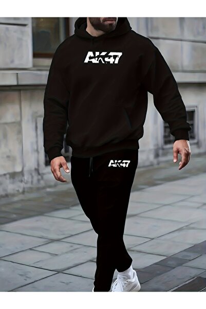 mercoledi Mix Printed Men's Hoodie Jogger Bottom Tracksuit Set Oversize Boyfi...