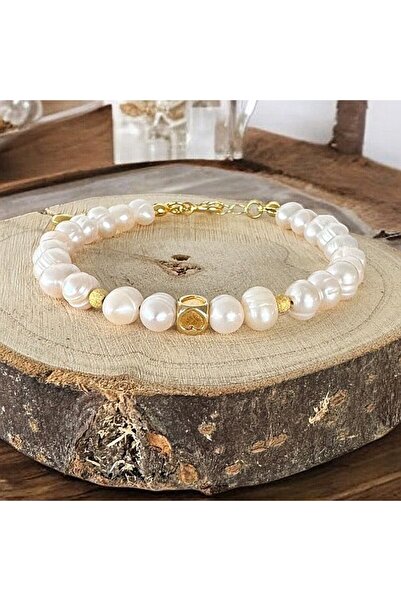 Ezera Luana Bracelet Women Cultured Pearls and Silver Plated with Gold