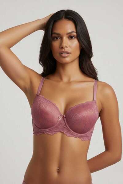 enmodaiçgiyim Rose Dried Lace Underwire Supported Bra - Padded Stylish Design...