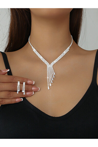 Take Two By Styli 2-Piece Embellished Tassel Necklace And Earrings Jewelry Set