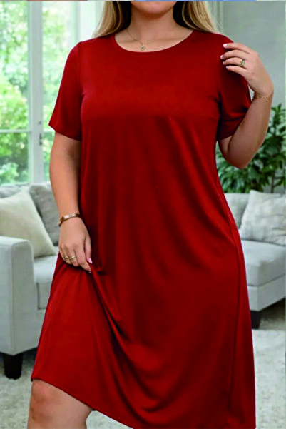 HOFFNUNG Women's Short Sleeve Round Neck Blank Solid Color Long Dress