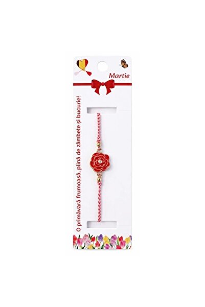 OEM Set de 12 brățări cu trandafir roșu și pietre albe
