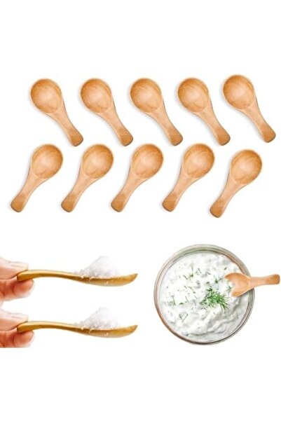 Nacario Nrcrioshop Small Wooden Teaspoon, 10 Pieces Handmade Ice Cream Spoon,...