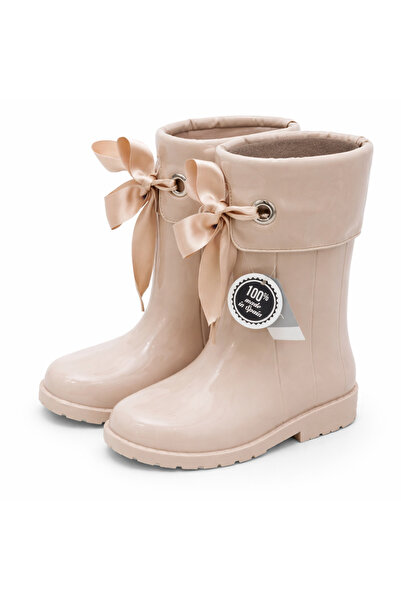 MAYORAL Igor Girl's Campera Charol Ribbon Tied Rain Boots Beige W10114-004