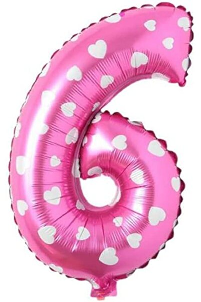 Nacario Nrcrioshop 6 Number 16 Inch Pink Heart Foil Balloon 36 cm (Pink) 1201248