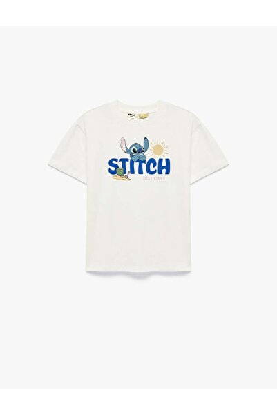 Koton Tricou alb pentru băieți, cu imprimeu Stitch, licențiat 6SKB10107TK