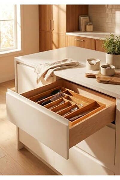 Nacario Nrcrioshop Bamboo Adjustable Drawer Spoon Holder |   Expandable Cutle...