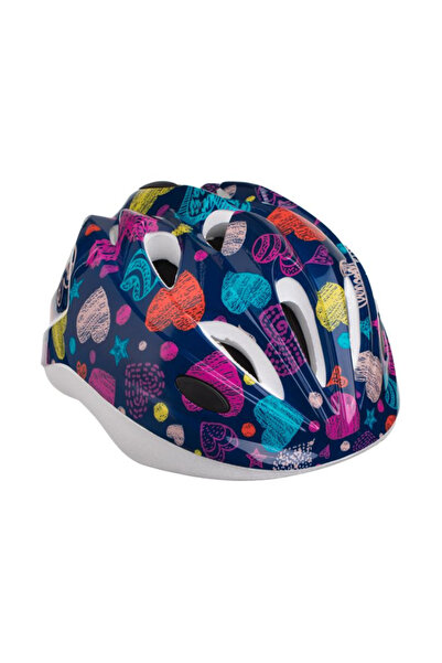 Lumi LUXURY Blue Helmet with Colorful Hearts Pattern (52-56cm) for Bicycles, ...